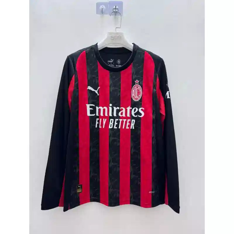 25/26 AC Milan Long Sleeve Home Kit Stadium Version