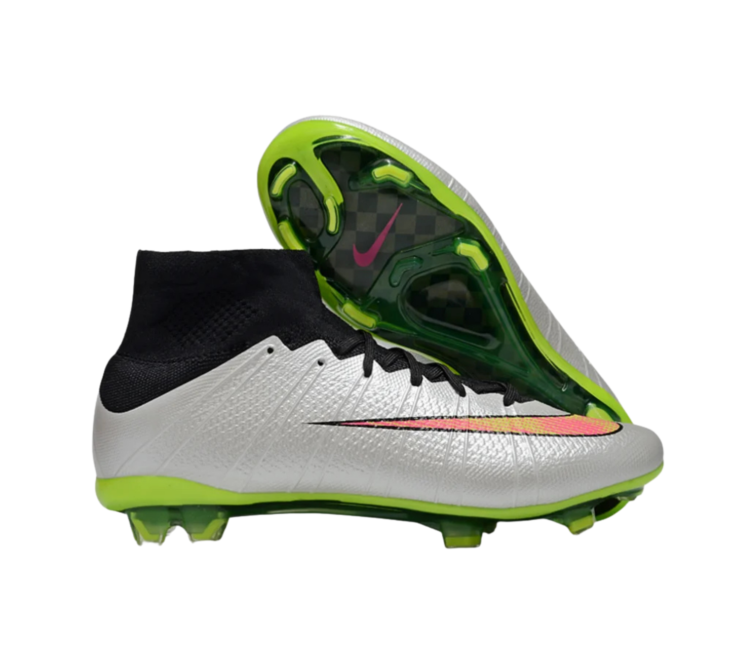 Nike Mercurial Superfly 4 Elite FG Firm Ground Soccer Cleats - Silver/Black/Yellow