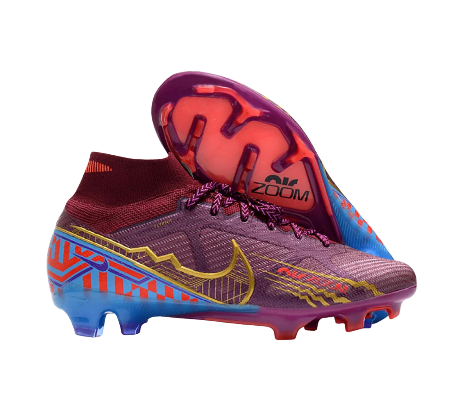 Nike Air Zoom Mercurial Superfly 9 Elite FG Firm Ground Soccer Cleats - Purple/Blue/Gold