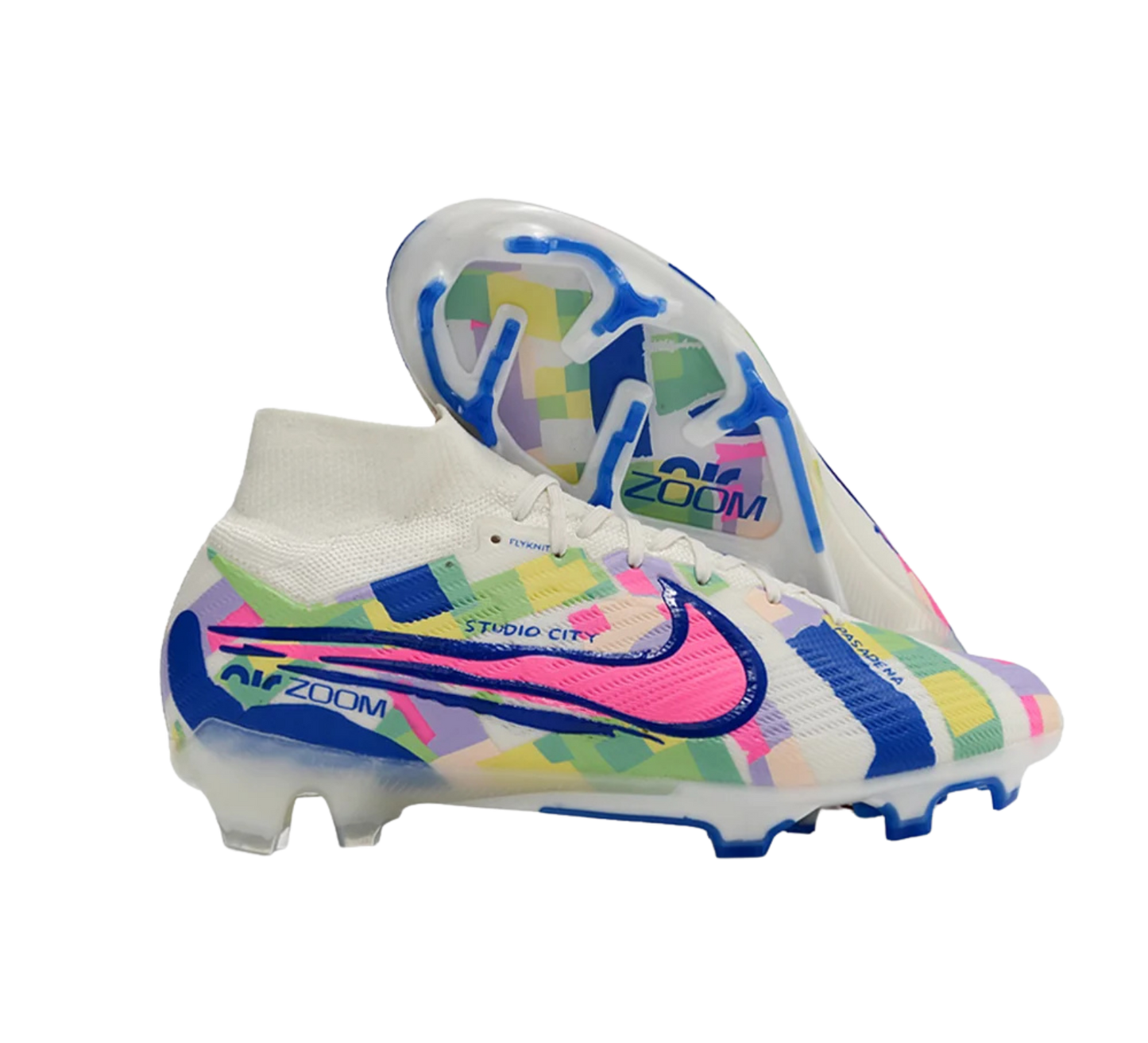 Nike Air Zoom Mercurial Superfly 9 Elite FG Firm Ground Soccer Cleats - White/Rainbow
