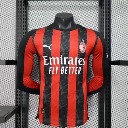 25/26 AC Milan Long Sleeve Home Kit Player Version