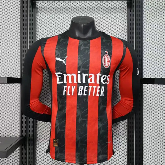 25/26 AC Milan Long Sleeve Home Kit Player Version