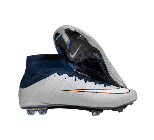 Nike Air Zoom Mercurial Superfly 4 CR7 FG Firm Ground Soccer Cleats - White/Blue/Yellow