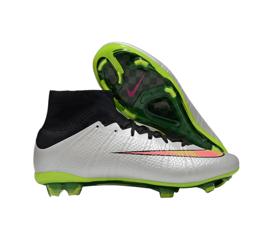 Nike Mercurial Superfly 4 Elite FG Firm Ground Soccer Cleats - Silver/Black/Yellow