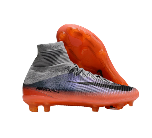 Nike Zoom Mercurial Superfly 5 Elite FG Firm Ground Soccer Cleats - Grey/Black/Orange
