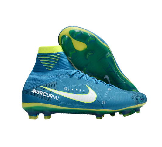 Nike Zoom Mercurial Superfly 5 Elite FG Firm Ground Soccer Cleats - Blue/White/Yellow