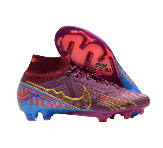 Nike Air Zoom Mercurial Superfly 9 Elite FG Firm Ground Soccer Cleats - Purple/Blue/Gold