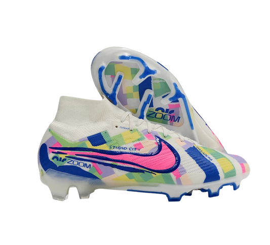 Nike Air Zoom Mercurial Superfly 9 Elite FG Firm Ground Soccer Cleats - White/Rainbow