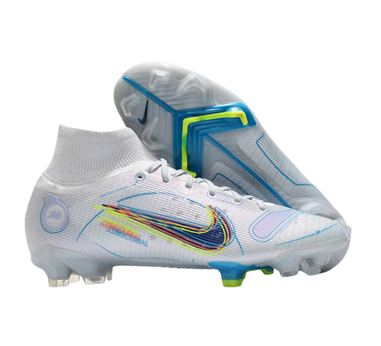 Nike Mercurial Superfly 8 Elite FG Firm Ground Soccer Cleats - White/Blue/Yellow