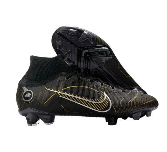 Nike Mercurial Superfly 8 Elite FG Firm Ground Soccer Cleats - Black/Gold/Silver