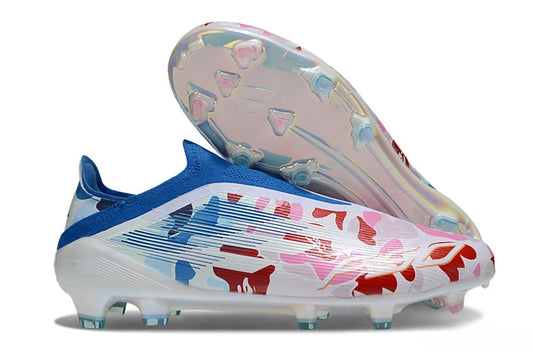 F50 Elite Laceless FG Firm Ground Soccer Cleats - Pink/Whtie/Blue/Red